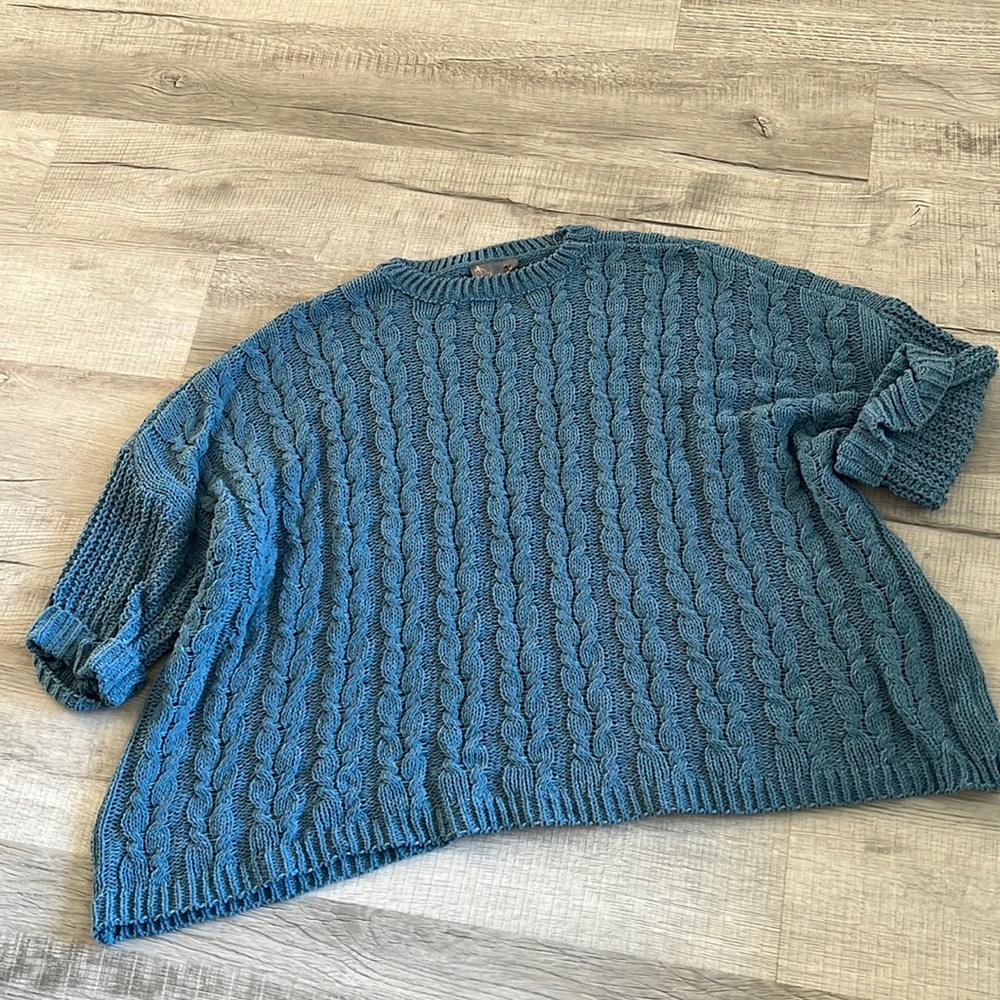 Moroccan blue sweater.